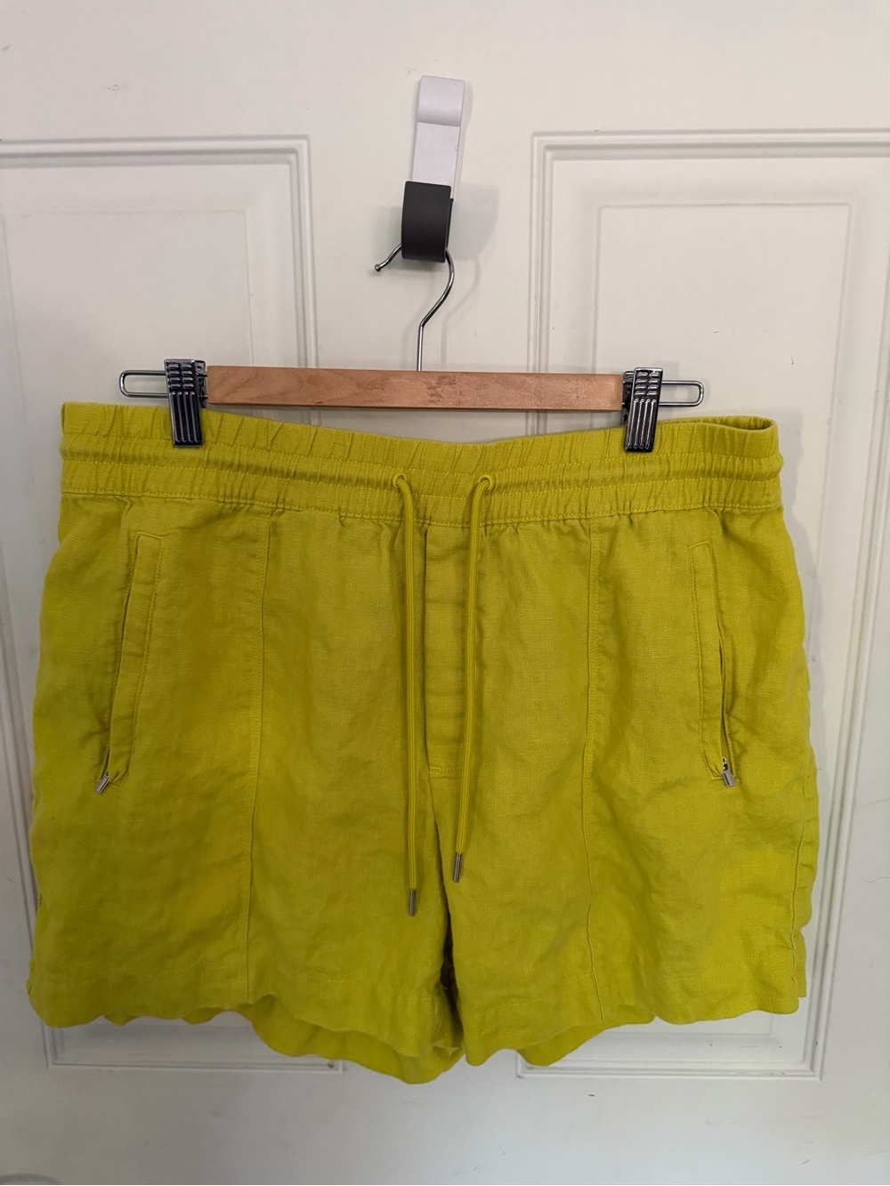 Athleta Lime Yellow Drawstring Athletic Linen Shorts